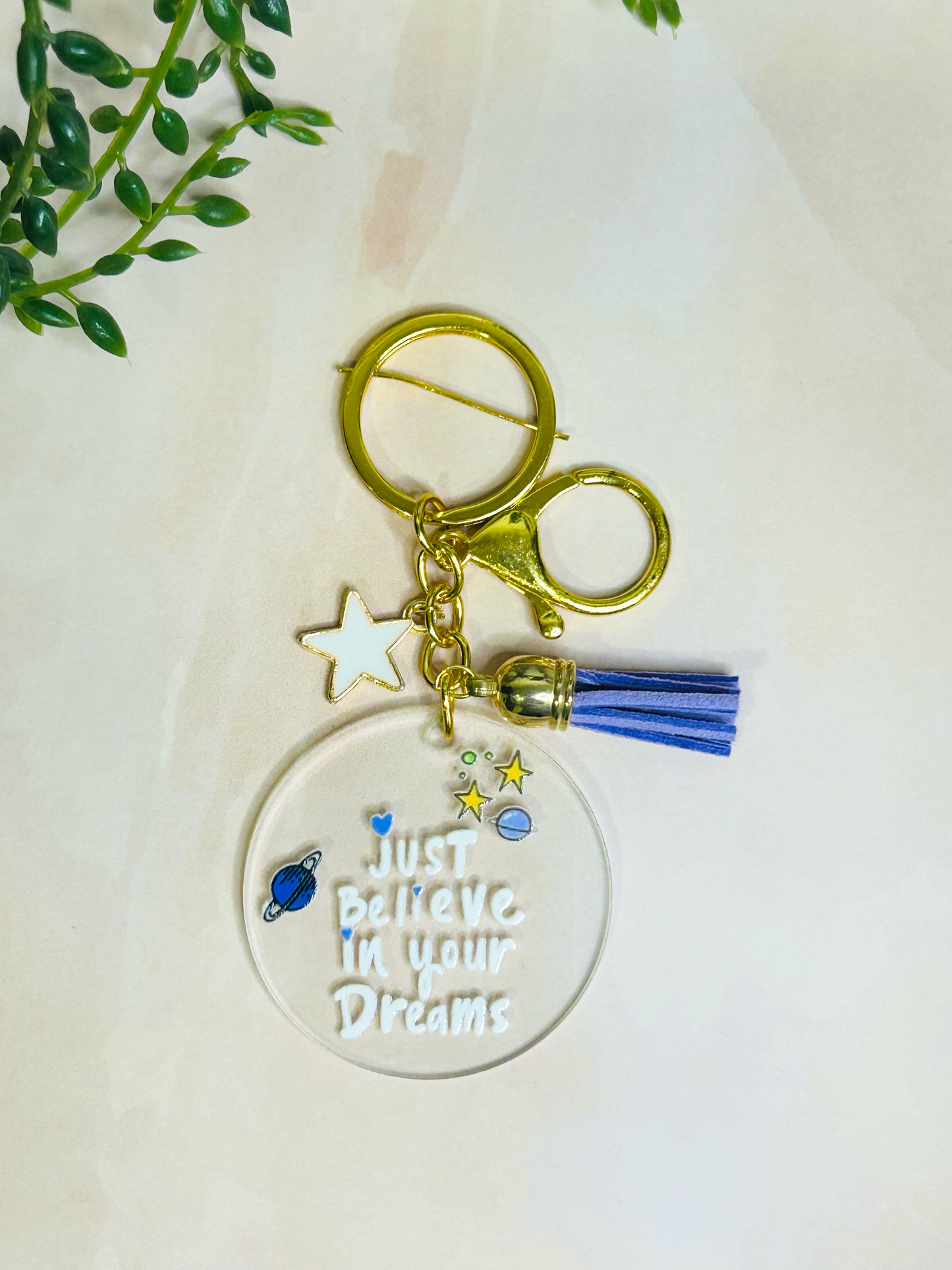 Dreamer – Believe in Your Dreams Acrylic Keychain with charm