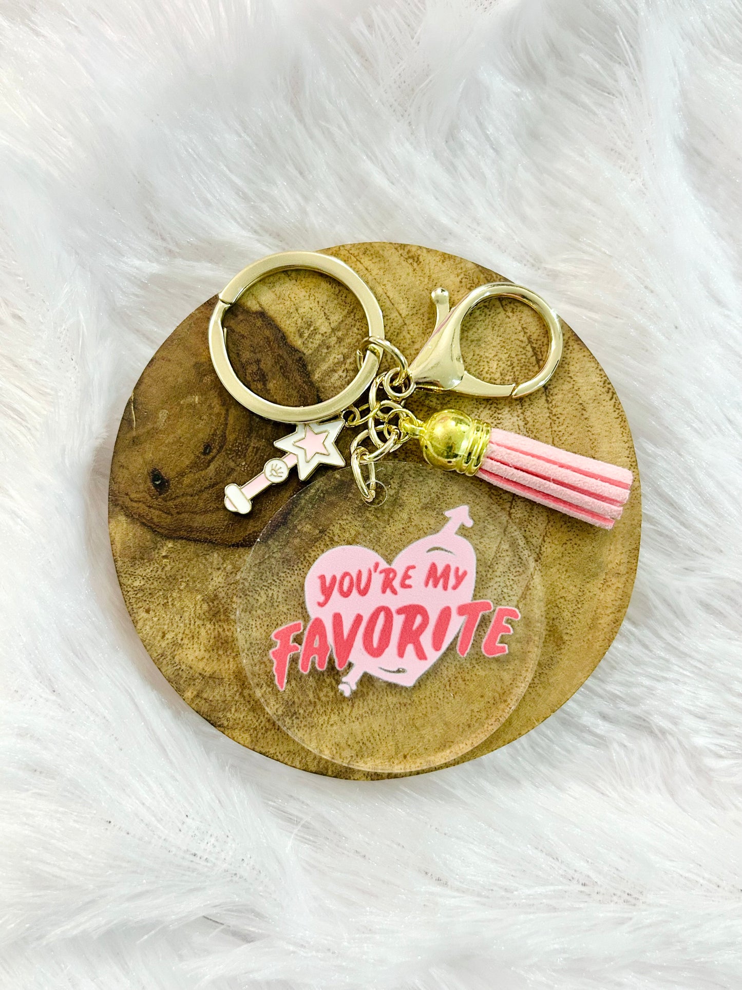 You're My Favorite – Pink Heart Acrylic Keychain with Charm