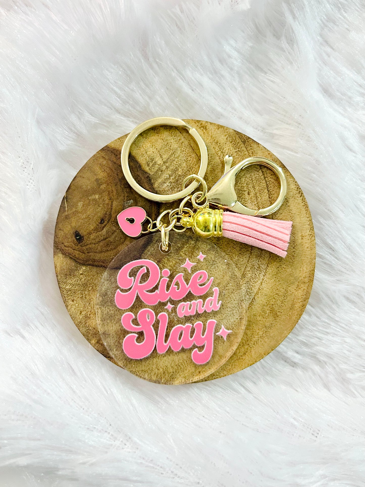 Rise and Slay – Acrylic Keychain with Charm