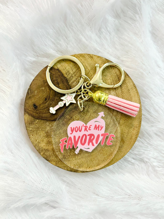 You're My Favorite – Pink Heart Acrylic Keychain with Charm