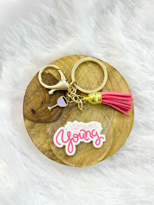 Forever Young – Acrylic Keychain with Charm