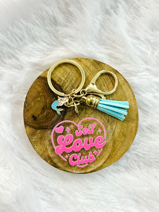 Self Love Club – Acrylic Keychain with Charm