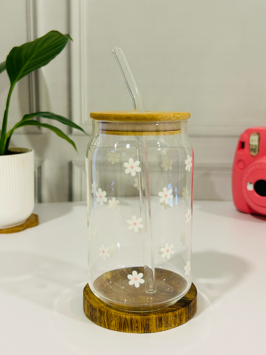 Petal Milkshake - Glass Tumbler with Bamboo Lid & Straw